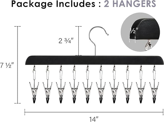 StorageWorks Hat Rack, Closet Organizer and Storage for Baseball Caps,Set of 2 with 10 Adjustable Stainless Steel Clips, Fits All Caps, Black