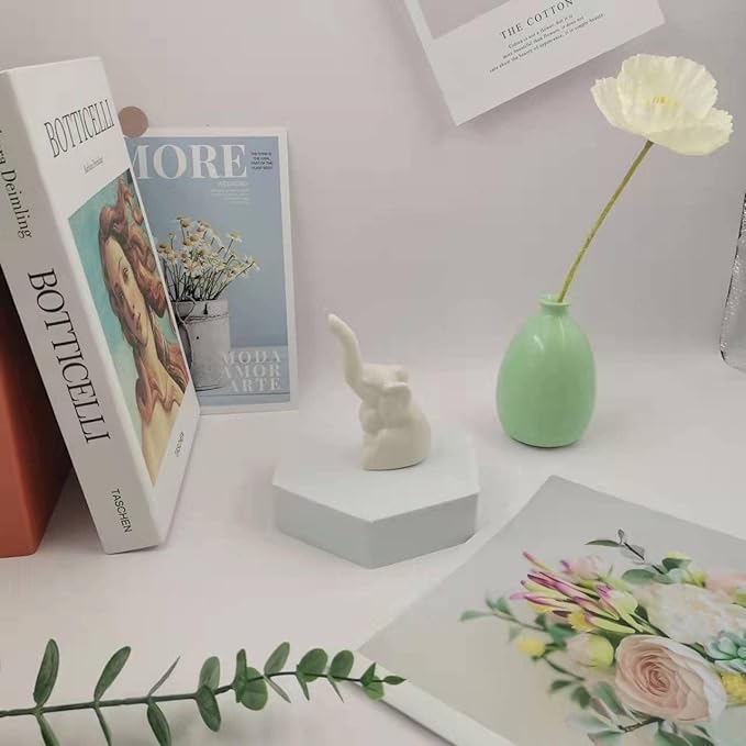 White Elephant Statue and Figurines Home Decor, Christmas White Elephant Gifts, Small Shelf Decor Accents, Modern Mini Knick Knacks for Living Room, Ceramic Decorative Objects for Shelves