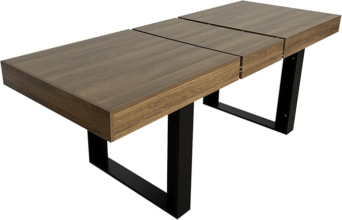 Ball & Cast Expandable Dining Table for 6-10,63-78.7" Transformer Kitchen Table W/Tapered U-Shaped Legs,Farmhouse Rectangular Extendable Dining Room Table for Small Space,Black+Brown