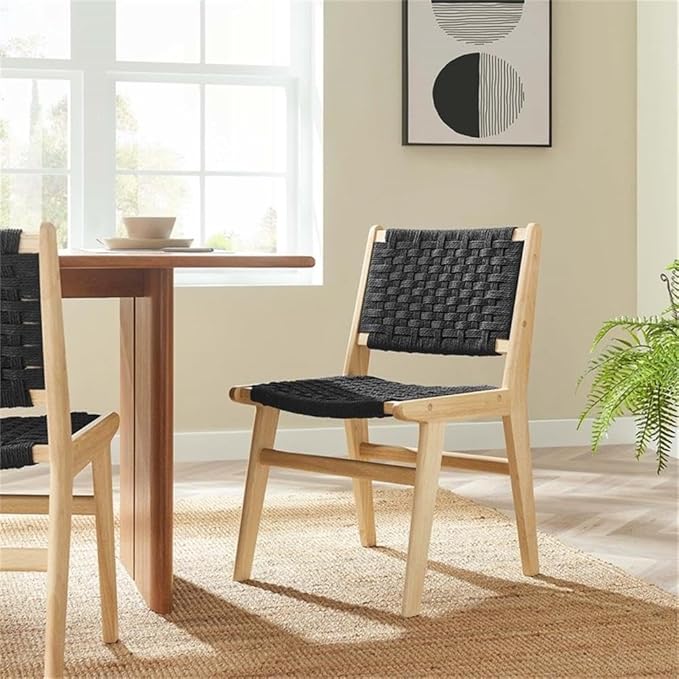 Modway Saoirse Faux Leather Wood Accent Lounge Chair in Natural Black