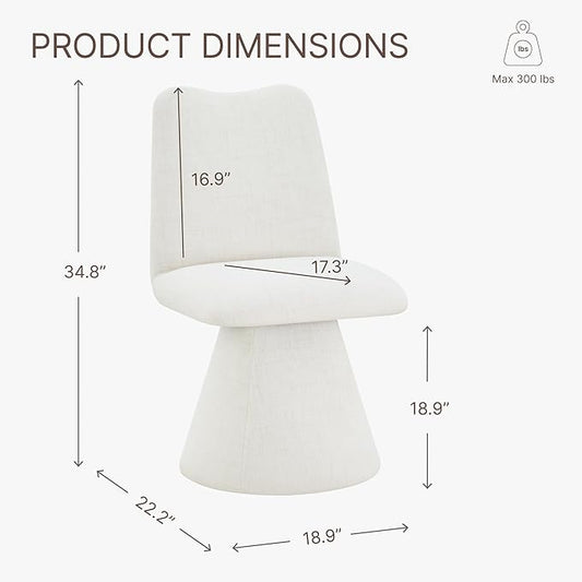 Swivel Dining Chairs Set of 1, Modern Upholstered Dining Chair Mid Century Kitchen Chairs with High Back, 360 Degree Rotating Vanity Chair for Dining Room, Bedroom, Farmhouse, Beige