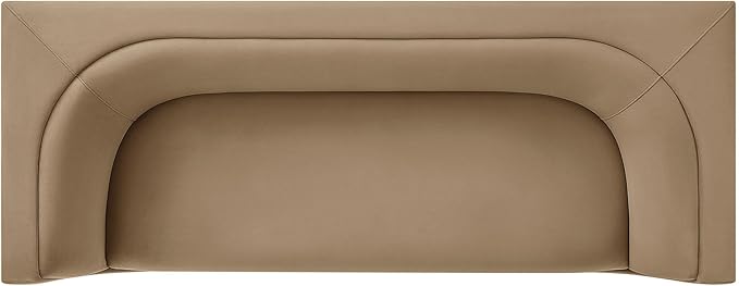 Modway Hilda 86 Inch Modern Curved Back Performance Velvet Sofa in Taupe – Plush Upholstered 3-Seat Couch for Living Room, Apartment, Office