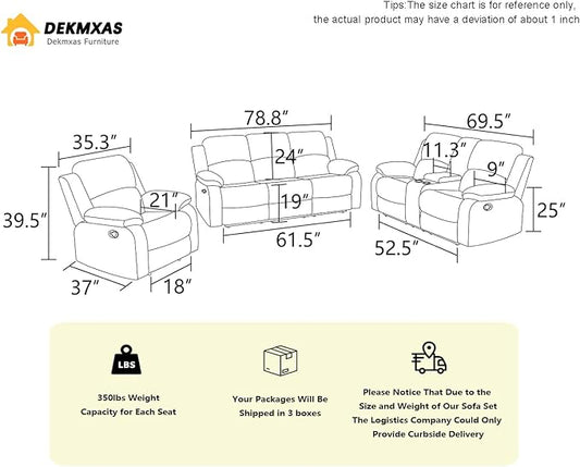 Manual Recliner Loveseat, Corduroy Sectional Manual Reclining Loveseat with Cup Holders, Living Room Furniture Sets Peanut Brown Reclining Loveseat with 2 Recliner Seats and Storage Console