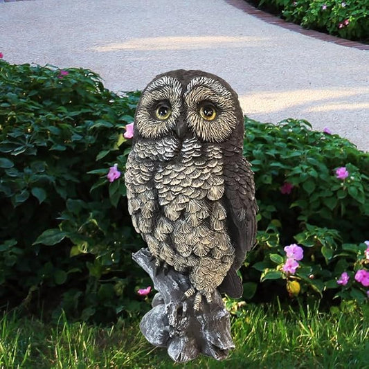 Solar Owl Garden Statues Outdoor Decor Resin with Solar Lights Sculpture for Porch Patio Lawn Yard Decorations Christmas Housewarming Gifts for Women Mom