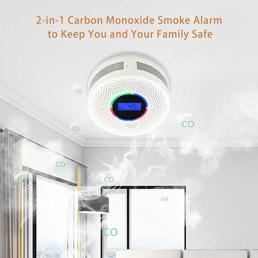 10-Year Battery Wireless Interconnected Smoke and Carbon Monoxide Detector, Smart Interlink Smoke CO Alarm with Digital Display, Fire and CO Combo Alarm for Home (5 Pack)