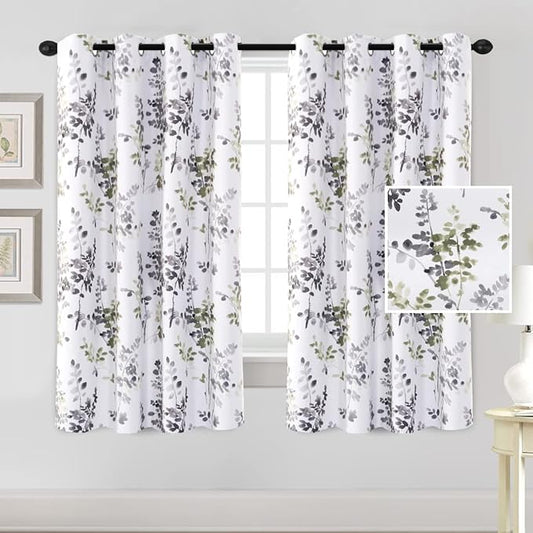 H.VERSAILTEX Blackout Curtains for Bedroom Thermal Insulated Grommet Panels Noise Reduction Window Drapes Room Darkening Curtains for Living Room(2 Panels, 52x45 in, Grey and Sage)