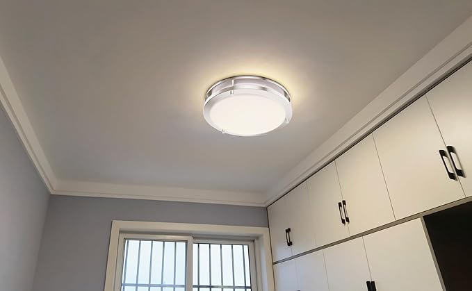 Flush Mount Ceiling Light with Remote: 2 Pack16 Inch Lights fixture, 3000K-4500K-6000K Adjustable 3 Color Temperature, Dimmable Lighting Fixtures for Kitchen Bedroom Hardwired Installation (Silver)