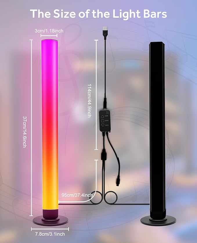 Smart LED Light Bars, RGB Light Bar for Room,16 Million Colors & 213 Preset Modes Gaming Lights, APP Control, Remote Control, Dynamic Music Sync Mode TV Backlight, USB Powered Ambient Lighting