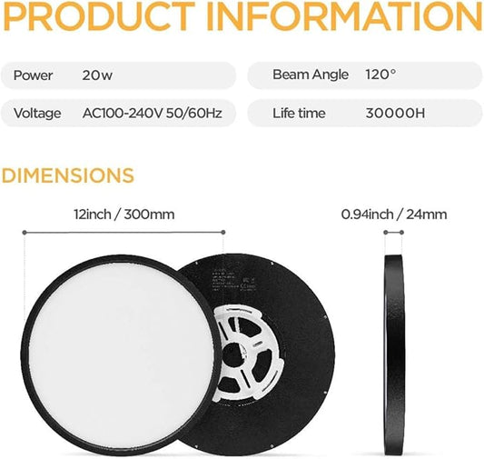 TALOYA12 Inch Flush Mount LED Ceiling Light Fixture, 8 Pack Black Ceiling Light for Bedroom Kitchen Living Room Laundry, 5 CCT Selectable, Easy to Install and Ultra Slim,Non-dimmable