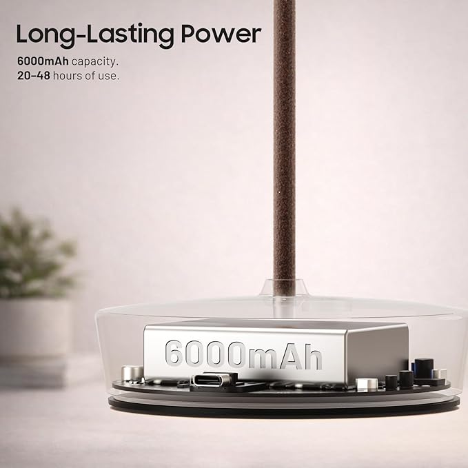 Cordless LED Table Lamp,Rechargeable Battery Desk Lamps, 3 Color Stepless Dimmable Metal Battery Table Lamps, Portable Waterproof Table Light for Indoor/Outdoor/Restaurant (Rust)