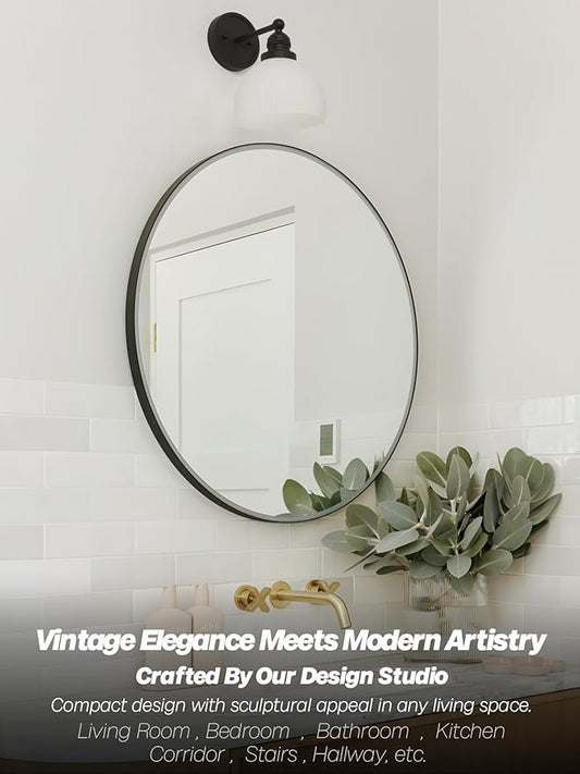 Black Wall Sconce Vintage Bathroom Sconce Light with Frosted Milk Glass Farmhouse Bathroom Vanity Light for Living Room Bedroom Hallway Stairway E26 Hardwire Indoor