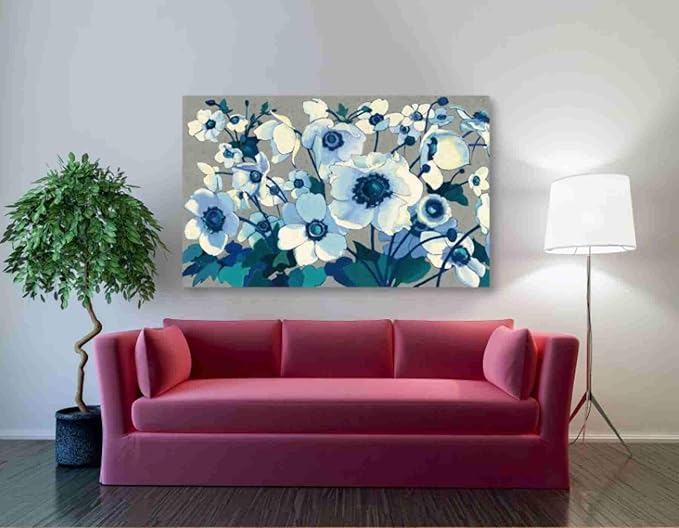 Epic Graffiti 'Anemones Japonaises I' by Shirley Novak, Canvas Wall Art, 60"x40"