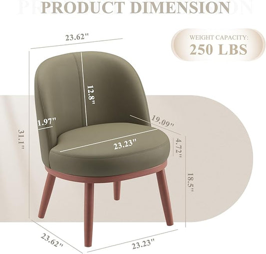Accent Chair Mid-Century Modern Chair PU Leather Upholstered Armless Chair Set of 2, Suitable for Living Room, Bedroom, Balcony,Olive Green
