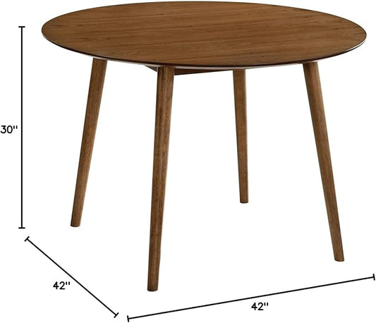 Armen Living Arcadia 42" Round Dining Table in Walnut Wood