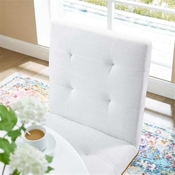 Modway Privy Upholstered Gold Stainless Steel Dining Chair in Gold White