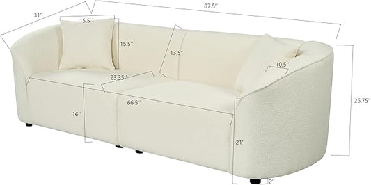 Christopher Knight Home Sabbo 87.50" Boucle Upholstered Couch, Oversized 2 Seater Sofa, Curved Soft Seating Lounge Sofa Chair, Cozy Loveseat with Armrest, Reading Sofa for Living Room Home Rest, Beige