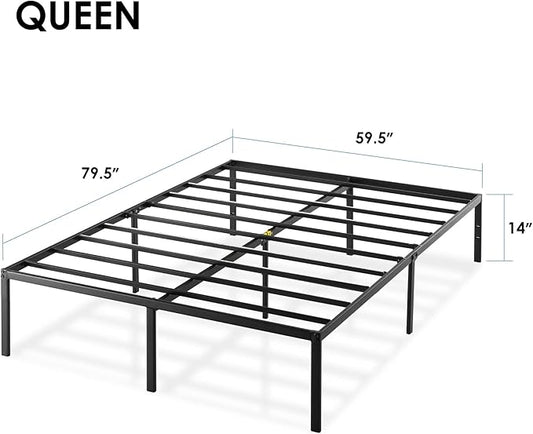 Best Price Mattress 14 Inch Metal Platform Beds w/ Heavy Duty Steel Slat Mattress Foundation (No Box Spring Needed), Queen, Black