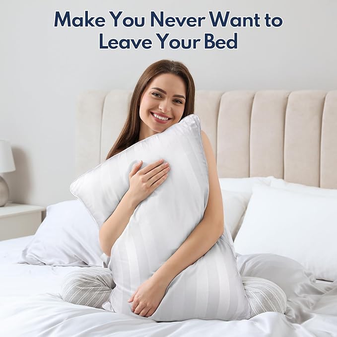 DIORIS King Pillows Set of 2 - Bed Pillows for Sleeping, Cooling Down Alternative Pillow, Medium Firm for Side Back Stomach Sleepers, Hotel Quality, Machine Washable