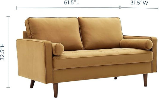 Modway Valour Performance Velvet Loveseat, Cognac Valour Performance Velvet Loveseat