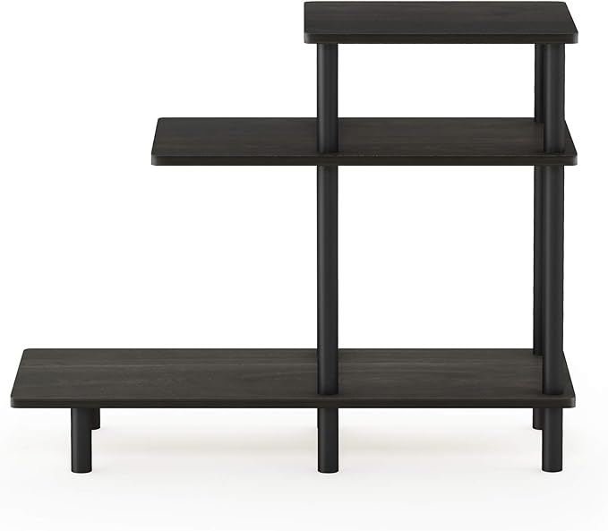 Furinno Turn-N-Tube 3-Tier Sofa Side Table, Espresso/Black, 31.5 in x 11.61 in x 25.63 in