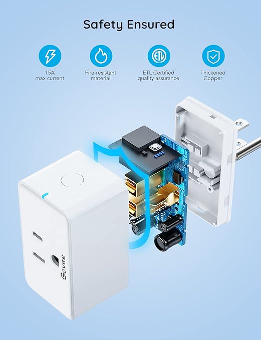 Govee Smart Plug, WiFi Bluetooth Outlets 2 Pack Work with Alexa and Google Assistant Bundle with Govee Dual Smart Plug 2 Pack, 15A WiFi Bluetooth Outlet, Work with Alexa and Google Assistant, 2-in-1