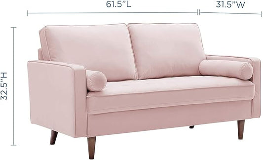 Modway Valour Performance Velvet Loveseat, Pink Valour Performance Velvet Loveseat