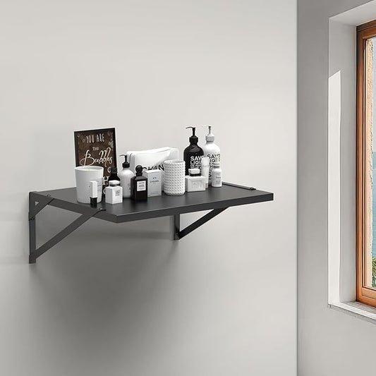 Black Deep Floating Shelves for Wall, 16W x 12D Metal Floating Shelves Set of 2, Wide Floating Bookshelves for Living Room, Kitchen, Office, Bedroom and Decor Storage