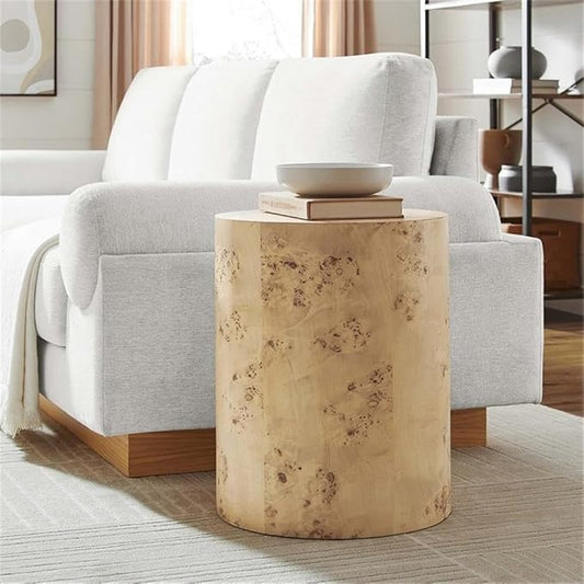 Modway EEI-6271-NAB Cosmos 16" Round Burl Wood Side Table, Natural Burl