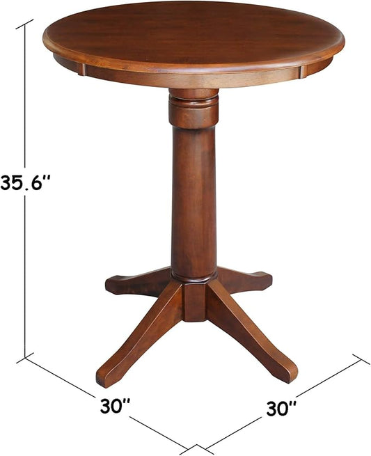 International Concepts 30" Round Top Pedestal Table-34.9" H Dining Table, Espresso