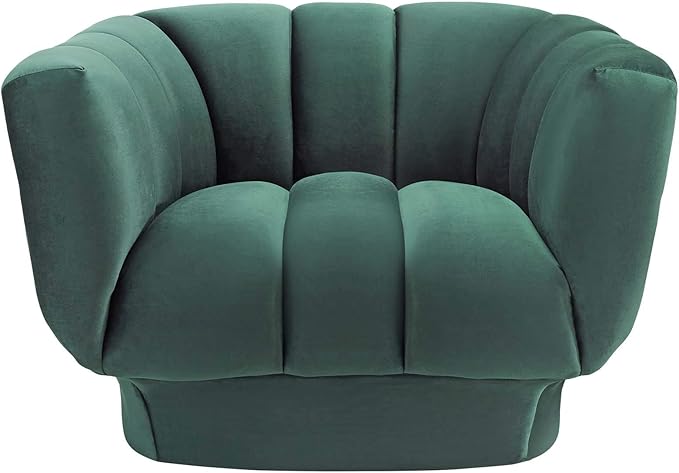 Modway Entertain Vertical Channel Tufted Performance Velvet Accent Lounge Armchair in Green