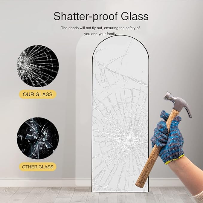 Full Length Mirror with Stand, 30"x71" Floor Mirror, Arched Wall Mirror, Gold Arch Mirror