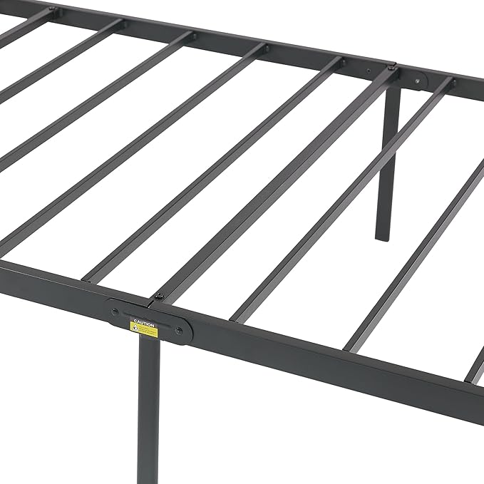 VECELO Twin Metal Platform Bed Frame with Headboard, Heavy Duty Steel Slat Support, Under Bed Storage,No Box Spring Needed, Easy Assembly
