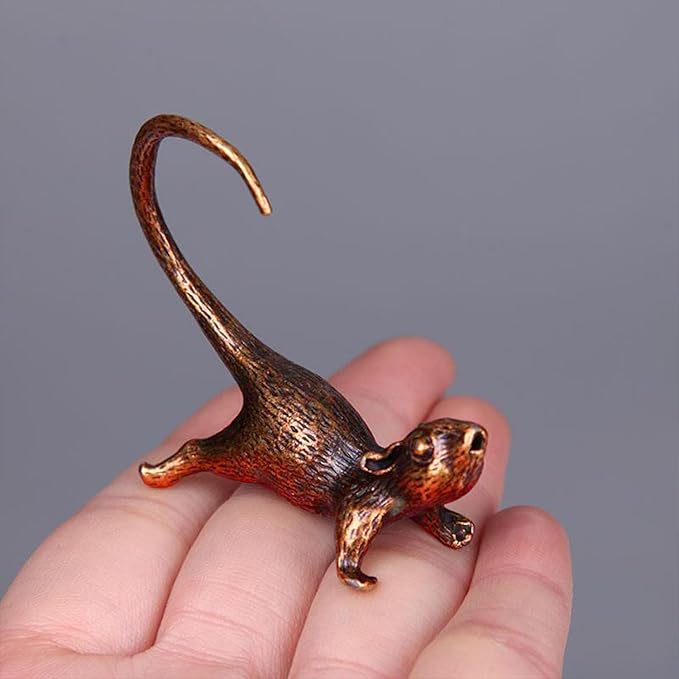 2PCS Mouse Figurines, Collectibles Long Tailed Mouse Statue Brass Animal Figurines Brass Decorative Objects Home Decor Decorative Statues for Table Tops Shelves Window Sills