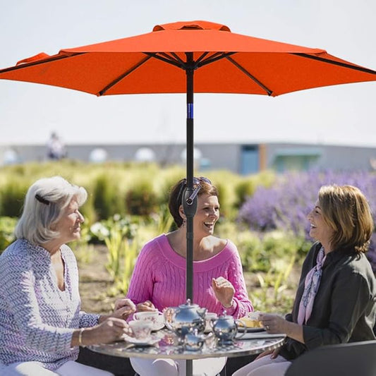SUNVIVI OUTDOOR Outdoor Patio Umbrella, Patio Umbrella, Market Umbrella, Large Outdoor Umbrella, Metal Pole Umbrella with Push Button Tilt and Crank, Polyester Canopy