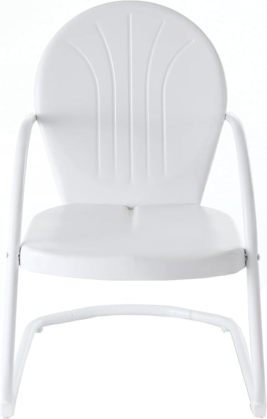 Crosley Furniture Griffith Outdoor Chair, Retro Metal Patio Chairs for Dining, Porch, Deck, Balcony, White