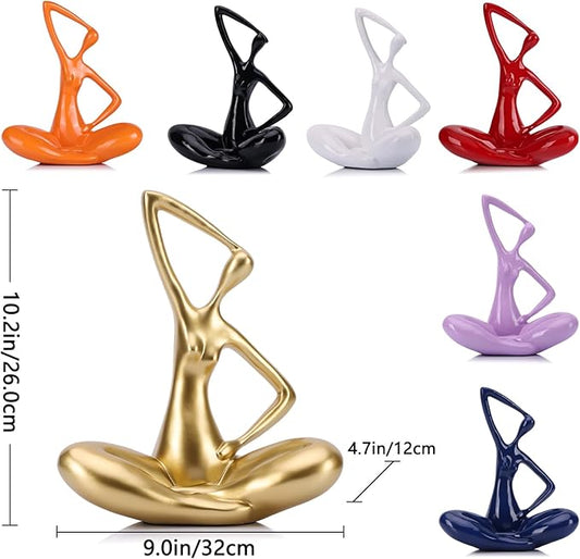 Orange Sculpture Woman Statue Abstract Art Female Statues, Modern Funky Home Decor Yoga - Orange Decor Accents, for Bookshelf Decorative Objects Shelves Office Shelf Desktop Figurines Decoration