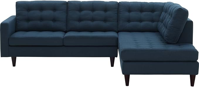 Modway EEI-2797-AZU Empress Mid-Century Modern Upholstered Fabric Right-Facing Sectional Sofa in Azure