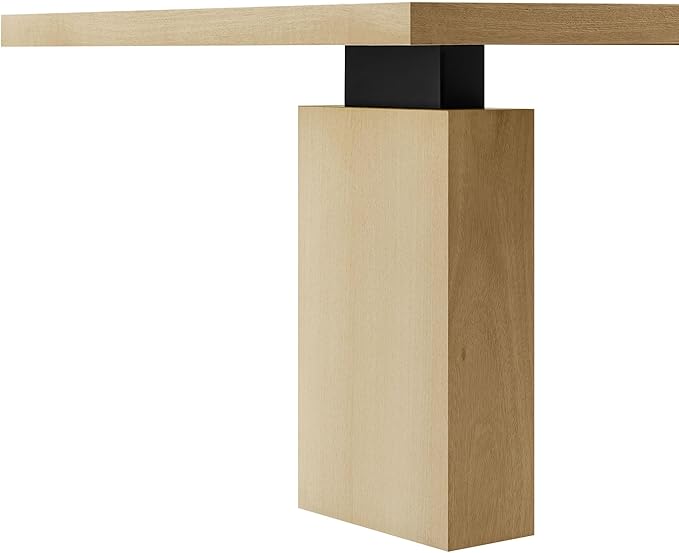 Modway Piston 82 Inch Solid Wood Rectangle Dining Table in Natural – Modern Farmhouse Kitchen Table for 6-8 People – Rustic Wooden Dining Room Table
