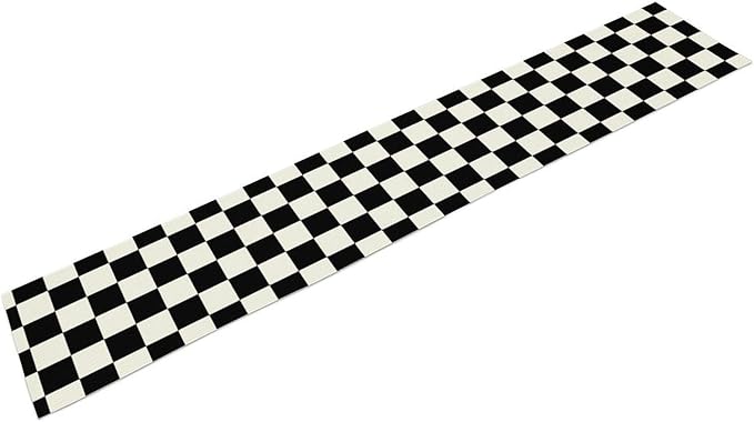 Black White Plaid Table Runner Racing Car Theme for Birthday Reunion Party Home Kitchen Dining Room Dinner Runner Decor 13x90in