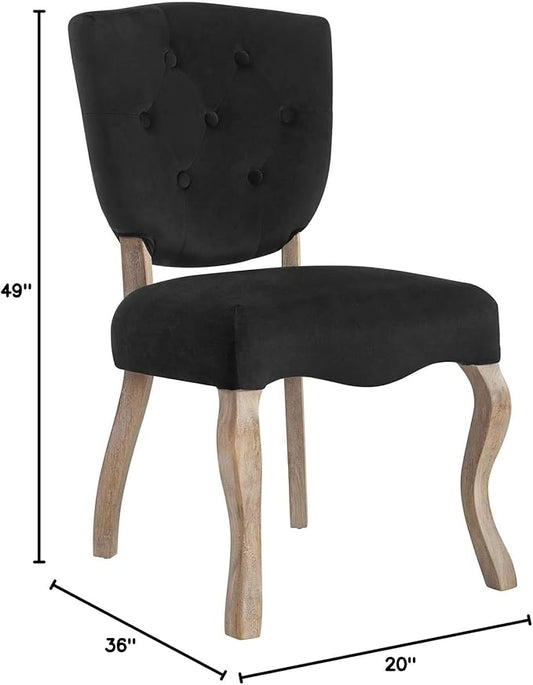 Modway Array French Vintage Tufted Performance Velvet Two Dining Chairs in Black