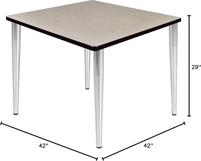 Regency Kahlo 42 in. Square Breakroom Table- Maple Top, Chrome Tapered Legs