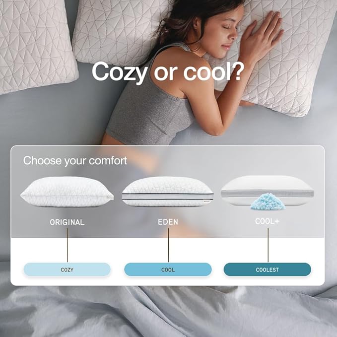 Coop Home Goods Eden Crescent Bed Pillow for Side & Back Sleepers, King Size, Adjustable Medium Soft Memory Foam Pillow with Cooling Gel & Ergonomic Crescent Shape, CertiPUR-US/GREENGUARD Gold
