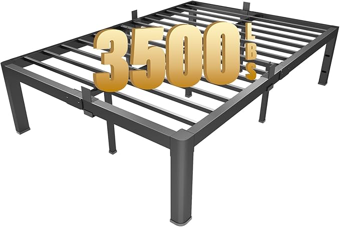 18 Inch King Metal Platform Bed Frame with Round Corner and Mattress Retainers, 3500lbs Heavy Duty Steel Slats Support, No Box Spring Needed, Easy Assembly, Noise Free