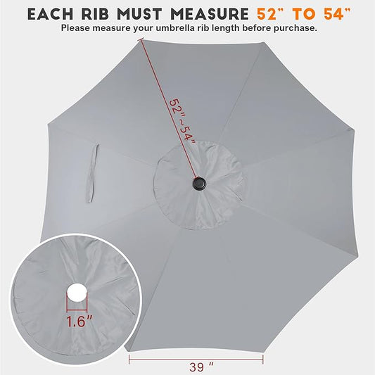 Blissun 9ft Patio Umbrella Replacement Canopy, Market Umbrella Top, Outdoor Table Umbrella Canopy for 8 Ribs, Canopy Only