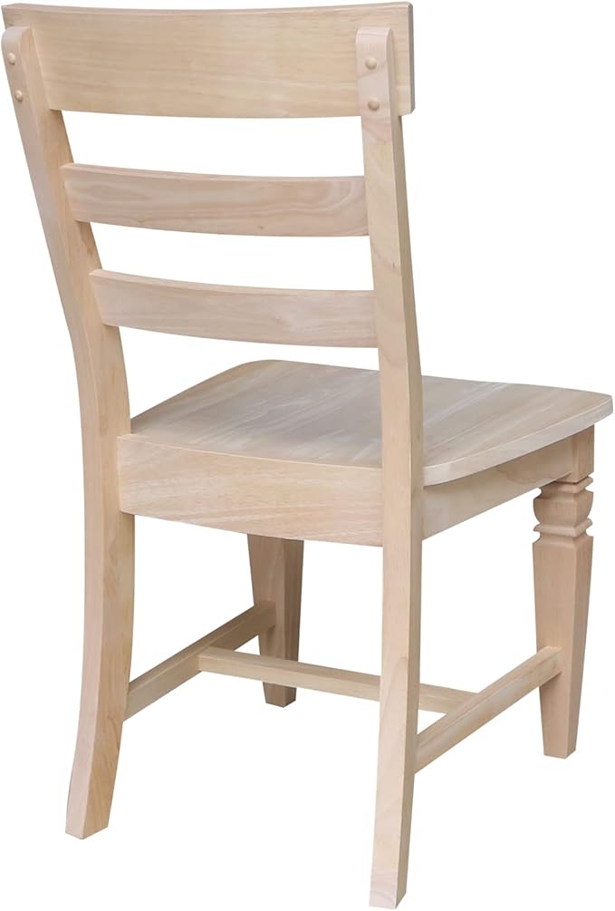 IC International Concepts Java Dining Chair Set of 2, Hardwood, Ready-to-Finish, 36.6"H with 18"H Seats, 19.7"W x 22"D, Ideal for Dining Room Furniture - Unfinished