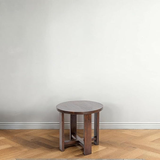 Creative Co-Op Acacia Wood Round Trestle End Table