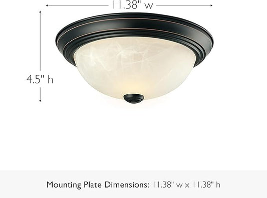 Design House 587519 Traditional 2 Pack 2-Light Indoor Dimmable Ceiling Light with Alabaster Glass for Bedroom Hallway Kitchen Dining Room, Oil Rubbed Bronze, 11-Inch