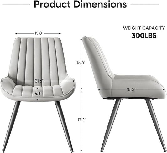 Nalupatio Modern Dining Chairs Set of 4, Comfy Dining Room Chairs with Thick Cushions, Upholstered Fabric Kitchen Side Chairs with Metal Legs, Grey