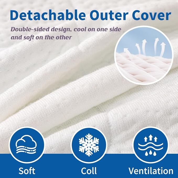 SLEEPDIARY King Size Pillows Set of 2 - Cooling Shredded Memory Foam Pillows, Medium Firm Adjustable Bed Support for Side Sleepers, with Washable Cover