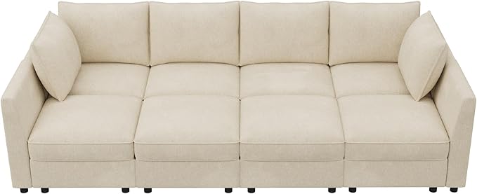 HONBAY Modular Sofa Sectional Sleeper Couch with Storage Seat Reversible Sectional Sleeper Couch Modular Sofa - Beige